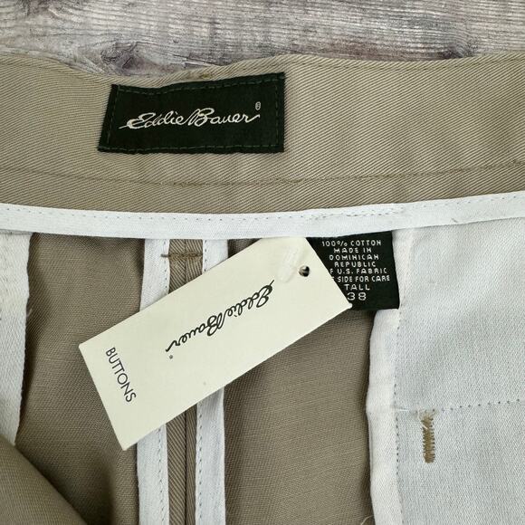 Eddie Bauer Shorts Men's 38 Tall Khaki Tan Preppy Tailored Flat Front 10" - Picture 4 of 9